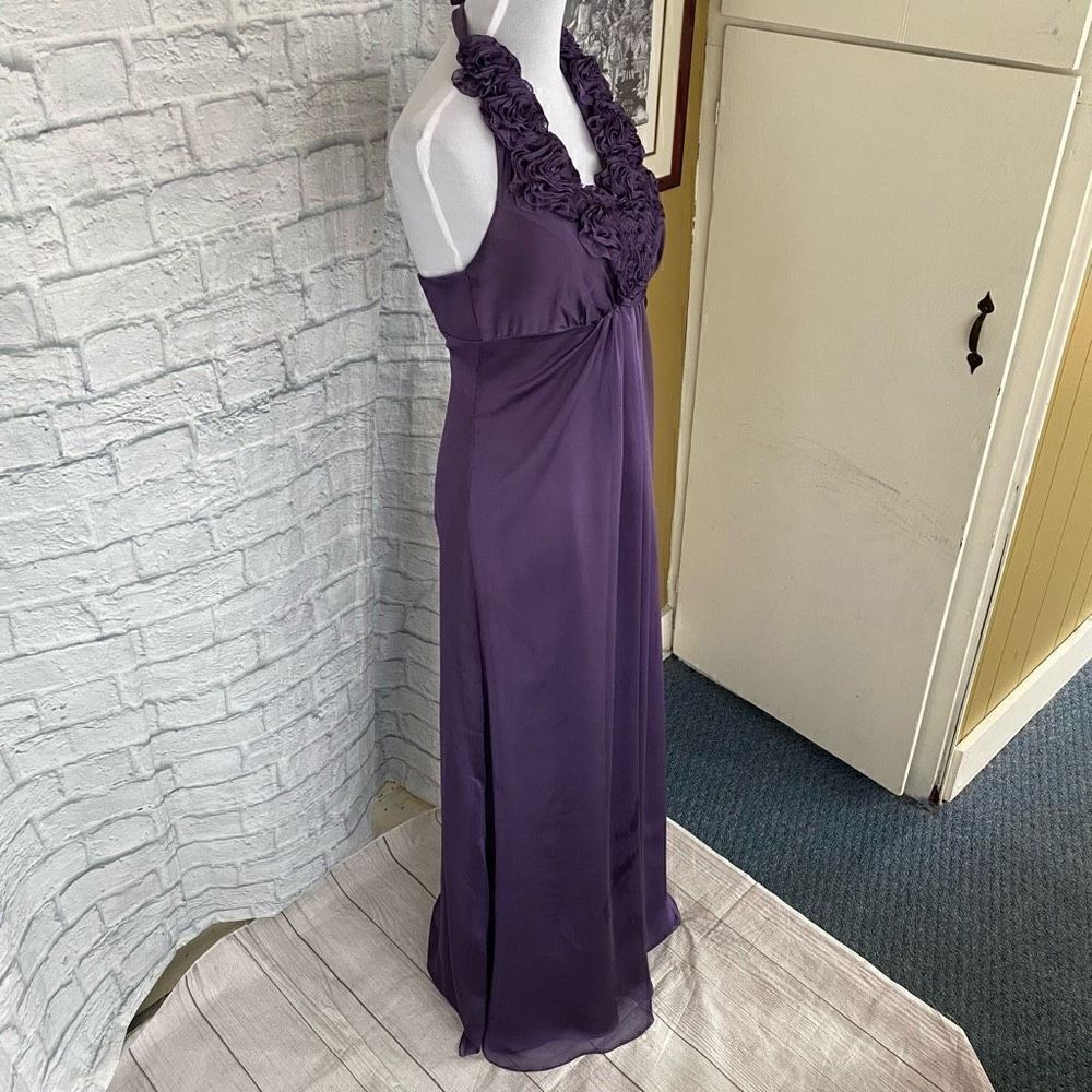 Bari Jay women 8 raised flower halter top empire waist floor length dress purple - Picture 15 of 15